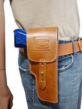 New Barsony Tan Leather Flap Gun Holster Smith Wesson Full Size 9mm 40 45