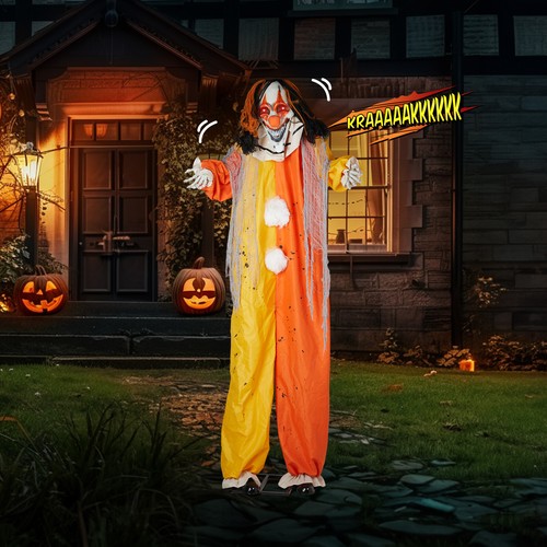 Payaso de ojos rojos para exteriores de 8,2 pies decoración de Halloween utilería inflable de patio aterradora - Imagen 7 de 8