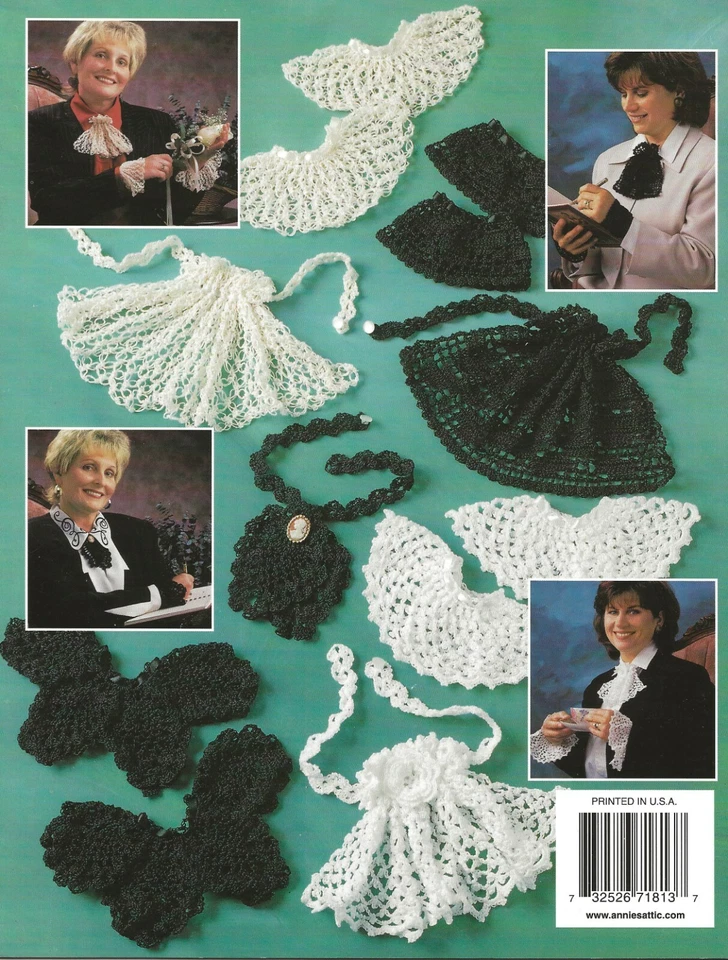 Lace Jabots & Cuffs Crochet Picots Pineapple Shells Love Knots Tuxedo Filet NEW - Image 2 of 2