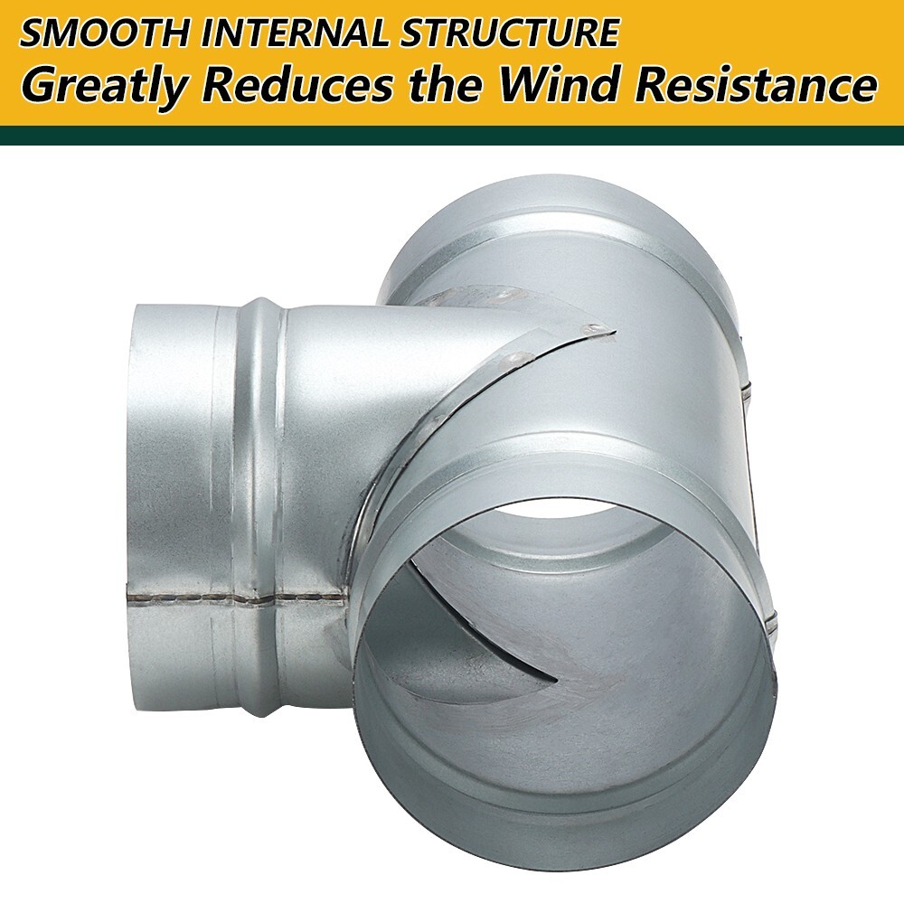 HVAC T Shape 4'' Duct Splitter Connector Precision Welded Galvanized