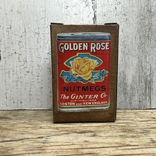 Vintage Golden Rose Nutmeg Spice Box Ginter Co Red Repro USA