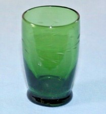 Vintage Green Etched Shot Glass Mid-Century Shotglass