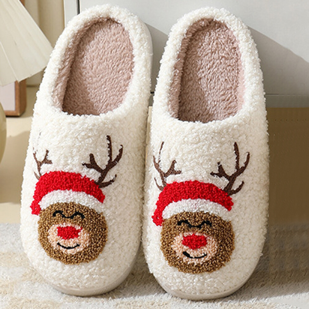 SAOLA Natale Pantofole da Interno Fuzzy Suola Spessa Alce Forniture per la Casa (40 41)