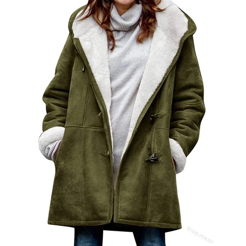 Abrigo de invierno con capucha para mujer y mujer Chaqueta gruesa polar Prendas exteriores cálido Parka Abrigo - Imagen 9 de 15