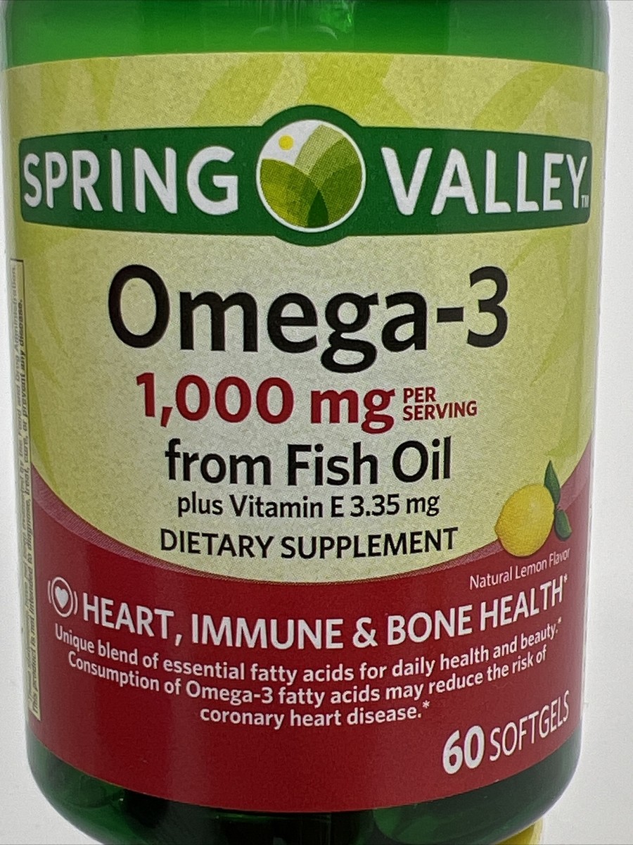 Spring Valley Omega-3 Fish Oil Heart Health Dietary Supplement Softgels,  1000 mg, 300 Count 