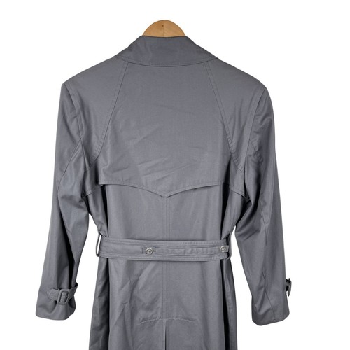 Misty Harbor Grey Double Breasted Long Trench Coat Sz 12P - Picture 7 of 9