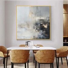 Abstract Painting Hand Painted Gray Oil Painting On Canvas 24in