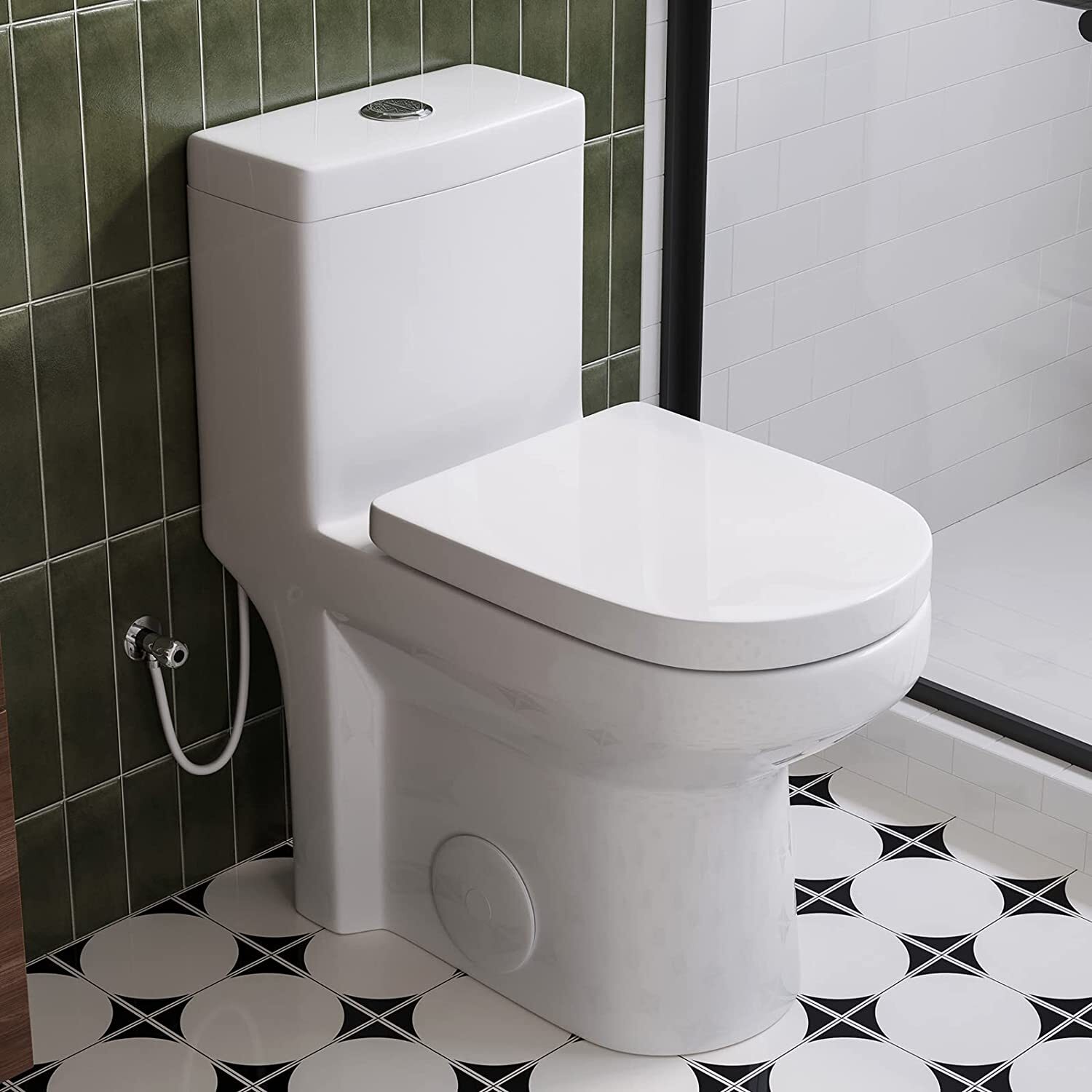 1.28 GPF Round Comfort Height Floor Mounted One-Piece Toilet Soft Closing Seat
