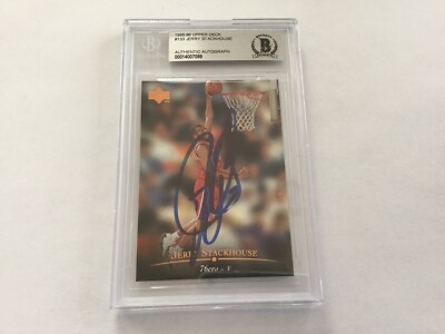 Jerry Stackhouse Signed 1995/96 Upper Deck UD RC Card Slabbed Beckett BAS COA a