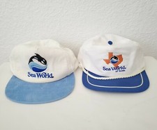 Pair of Vintage Texas SEA WORLD Baseball Caps Hats VGUC Strapback Snapback