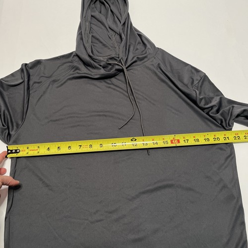 Men’s Epic Cool Performance Long Sleeve Hoodie Tee Shirt Charcoal Medium - Picture 6 of 15