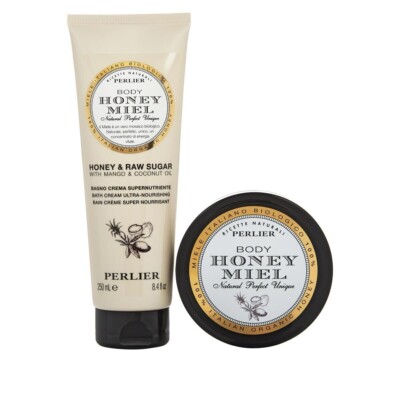 Perlier Honey Raw Sugar 2-piece Gift-Set with Bath Cream & Melt-In Body Butter