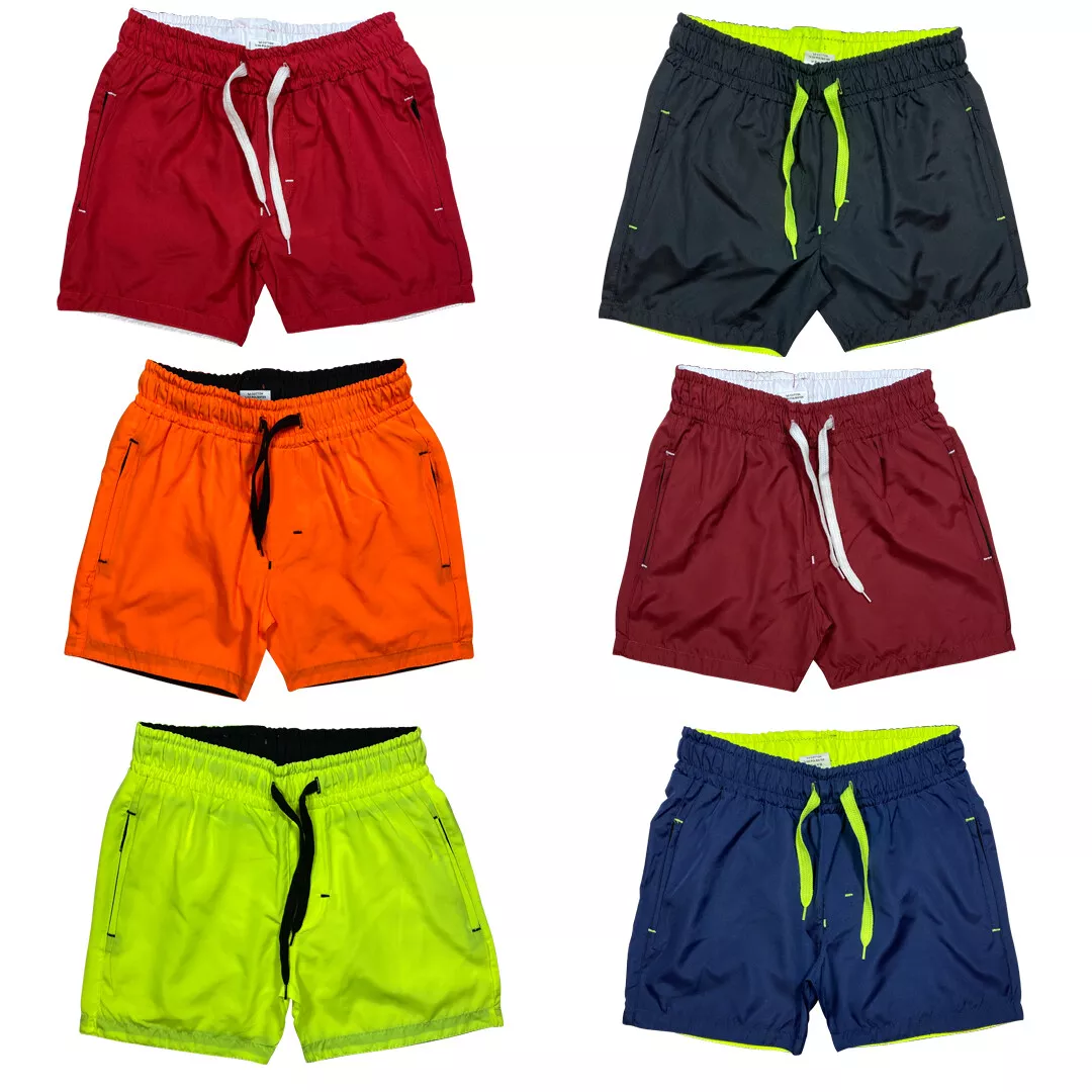 Boys Swim Shorts Kids Swimming Trunks Summer Pockets Holiday Plain School  Mesh