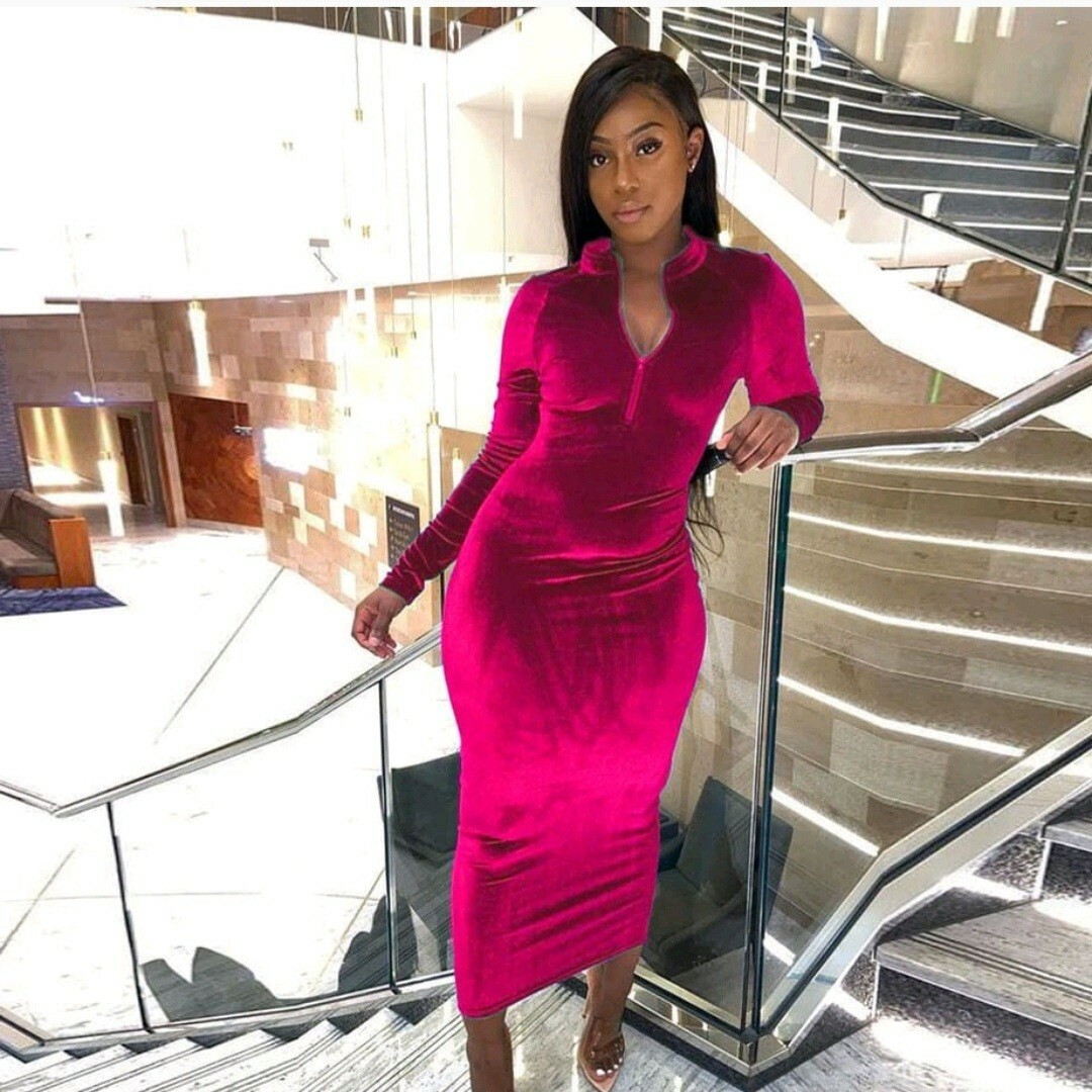 bright pink velvet dress Womens Oliver Bonas Pink Velvet Long Sleeve Mini Dress US 10