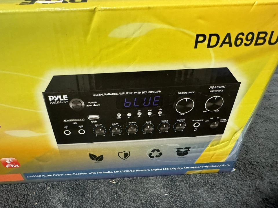 Pyle PDA69BU Bluetooth MP3 USB/SD/AUX FM Radio Stereo Amplifier Audio Receiver - Image 2 of 4