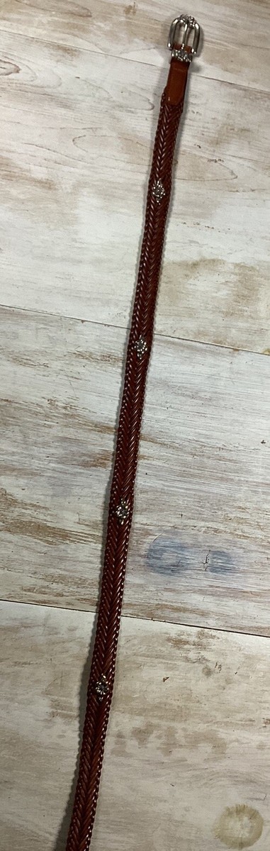 Brighton Braided Leather Belt Size Small Vintage Brown Woven Western Boho Vintage Brighton Belt Brown Braided Leather Western Boho  main image 2