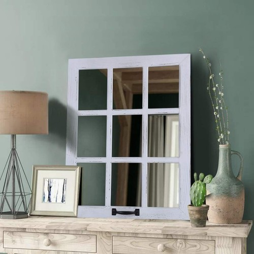Rustic Farmhouse Mirror with Distressed Wood Frame - 23"x18" Versatile Design - Picture 7 of 9