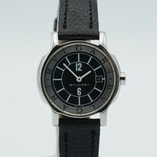 Reloj Bulgari Solotempo Damas 29mm Acero ST29S Negro Hermoso Estado BU003