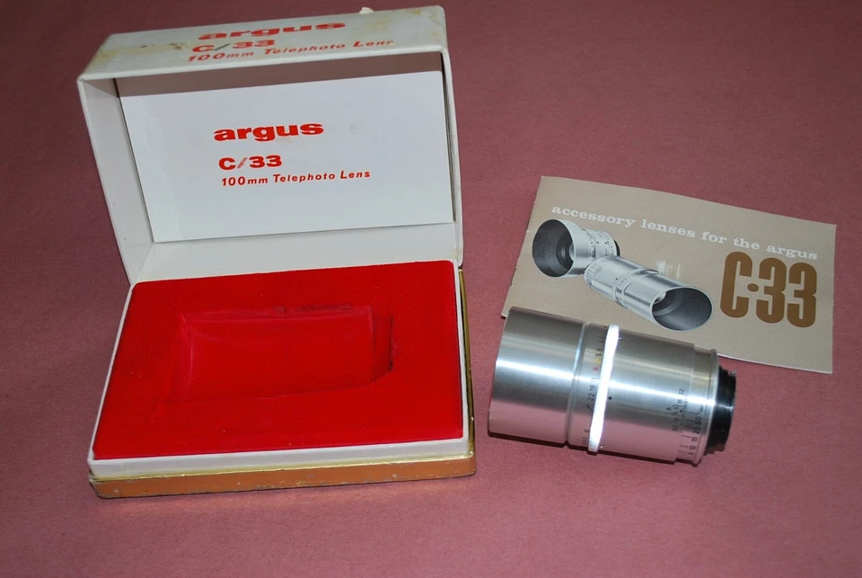TELEOBJETIVO ARGUS VINTAGE ENNA 100mm F:4.5 ARGUS C 33 CON CAJA Y MANUAL Foto 2 de 4