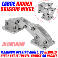 Large Hidden Scissor Hinge - 6061 Aluminum , SS Hardware , Adjust 45-90 Degree