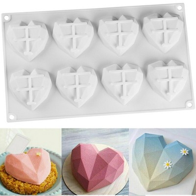 8Cavity Diamond Heart Love Silicone Mold Cake Chocolate ...
