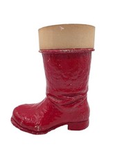 Vintage Antique Red Santa Boot Paper Mache Candy Container Christmas Large 7.5"
