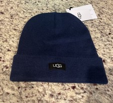 UGG UNISEX KNIT CUFF HAT w/UGG LOGO NAVY BLUE One Size 18743 MSRP 55 NWT
