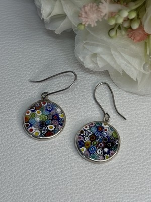 Murano Venedig Millefiori 925 Sterling Silber Ohrringe Länge 1,60 cm