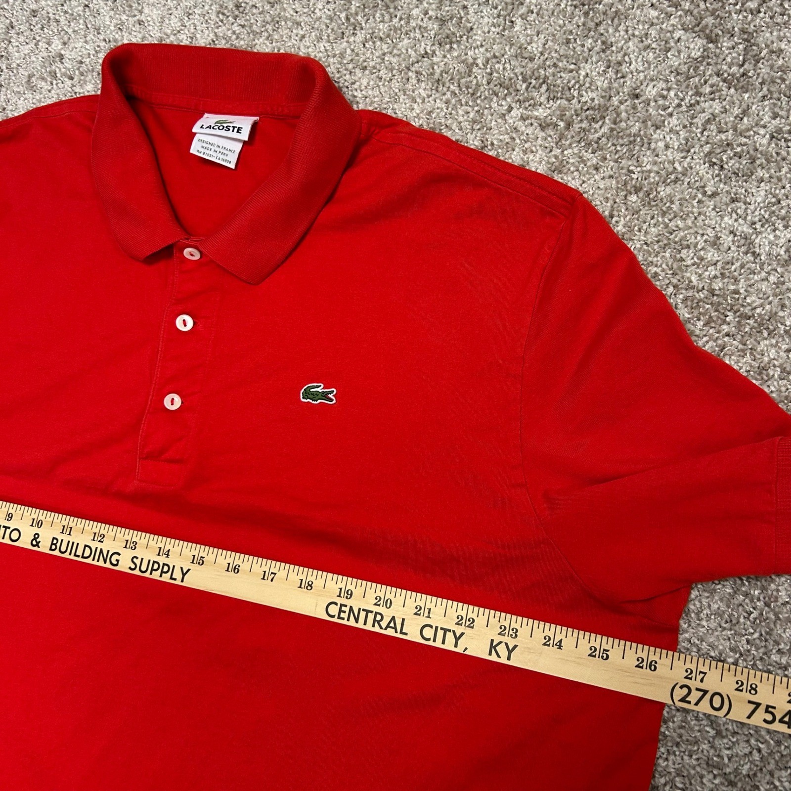 Lacoste Polo Shirt Men Size 8 (US Size 3XL) Red Alligator Cotton Preppy Peru thumbnail 3