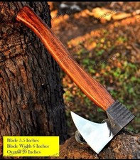 Handmade High Shine Carbon Steel Axe Rosewood Handle Sharp Edge Bushcraft Tool