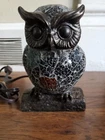 Vintage Tiffany Style Mosaic Stained Glass Owl Table Lamp Night Light  6.5"