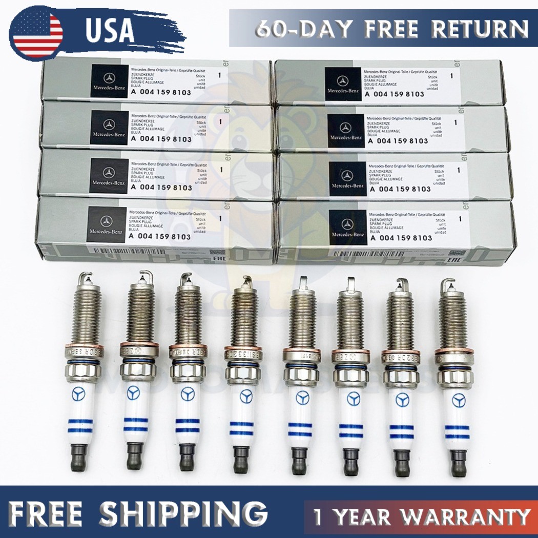 NEW Set OF 8 A0041598103 ZR6SII3320 Double Iridium Spark Plugs For Mercedes Benz