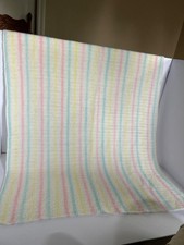 Vintage Baby Blanket Acrylic Pastel Stripes Made in USA