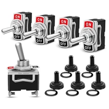 5x SPST Solid Metal ON/OFF Toggle Switch Single Pole For Marine / Automotive 12V