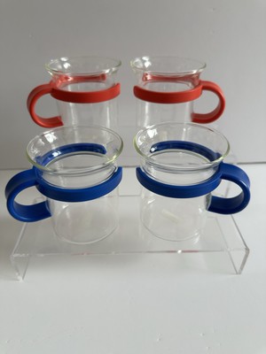Bodum Glas Kaffeebecher Tassen 4er Set Vintage Retro Stil gestempelt ''157'' ~8cm hoch