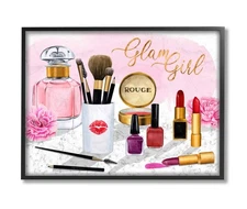 Glam Girl Phrase with Fashion Cosmetic Accessories, Design by Grace Popp Blac...