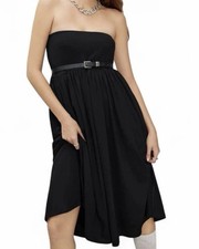 NEW RRP-£24.90 CIDER BLACK 2-In-1 Heavy Jersey Midi Dress Skirt M | Y2K Autumn