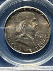 1955 P Franklin Silver Half Dollar PCGS MS64 OGH - Nice Rose Toning