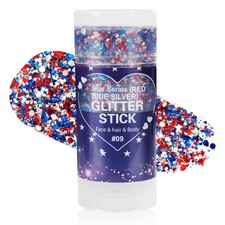 Patriotic Red White Blue Body Glitter Stick, 4th of July Makeup