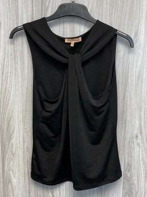 Laura Ashley schwarz ärmellos Knoten vorne gedreht drapiert Bluse UK16 PAC
