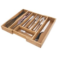Ausziehbarer Besteckschubladeneinsatz Aus Bambus, 35,5 X 26 Cm