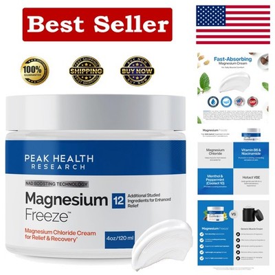 Magnesium Freeze - Topical Magnesium Cream with Niacinamide for Joints, Low B...
