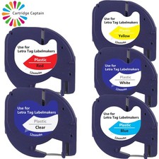 Multipack Plastic Paper Tape 12mm x 4m Compatible for DYMO LetraTag Label Makers