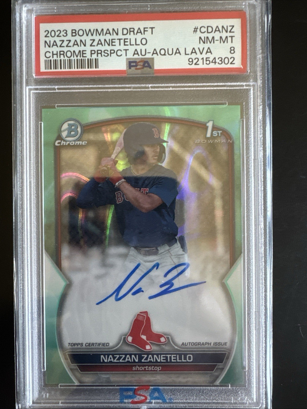 2023 Bowman Draft - Chrome Autographs Nazzan Zanetello #CDA-NZ Aqua Lava  /199