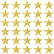 30 Pcs Gold Star Iron on Patch, 1 Inch Sew on Star Embroidered Patches, Iron on