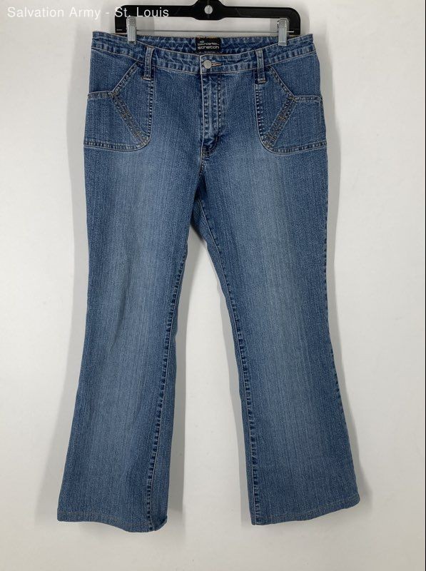 No Boundaries Girls Blue Denim Stretch Mid Wash Flared-Leg Jeans Size 13