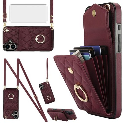 Asuwish Compatible Iphone 16 6.1 Inch Wallet Case Tempered Glass Screen