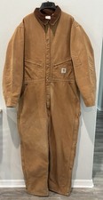 Carhartt Coveralls Men  s Sz. 48 Tall Duck Canvas Red Quilted  Insulated NO TAG