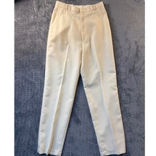 Carriage Court Fit Cream Wool Blend Pleated High Rise Trousers Pants Size 12 Vtg