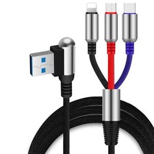 3-In-1 Charging Cable USB to Micro USB  Type C  Lightning Charging Cable Fast